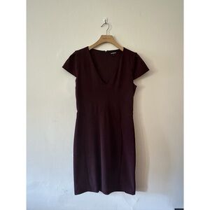 Express Burgundy V-Neck Cap Sleeve Sheath Dress Size M Wine Color